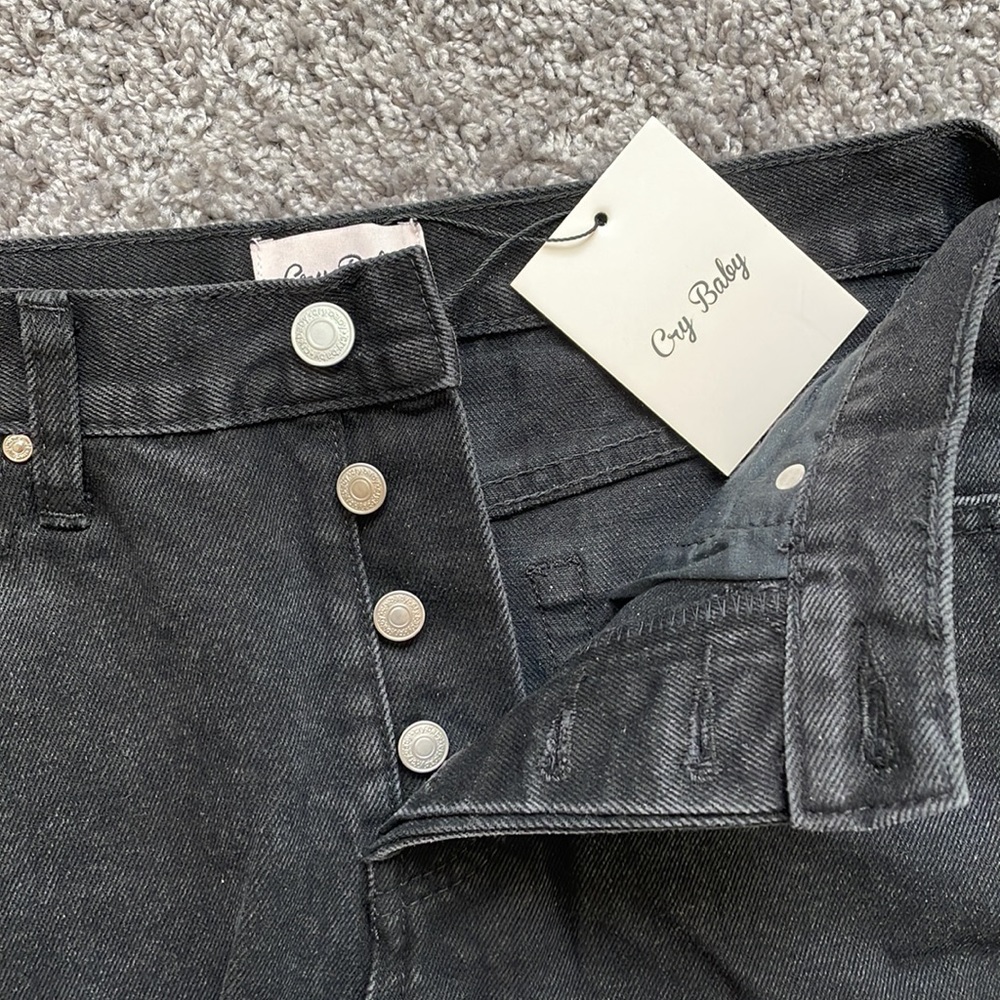 NWT Cry Baby Washed Black Denim Skirt - Picture 3 of 6